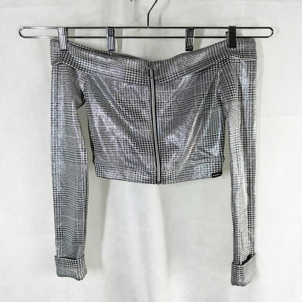 Koral Restrain Lux Off Shoulder Long Sleeve Crop Top Size Small Lavish